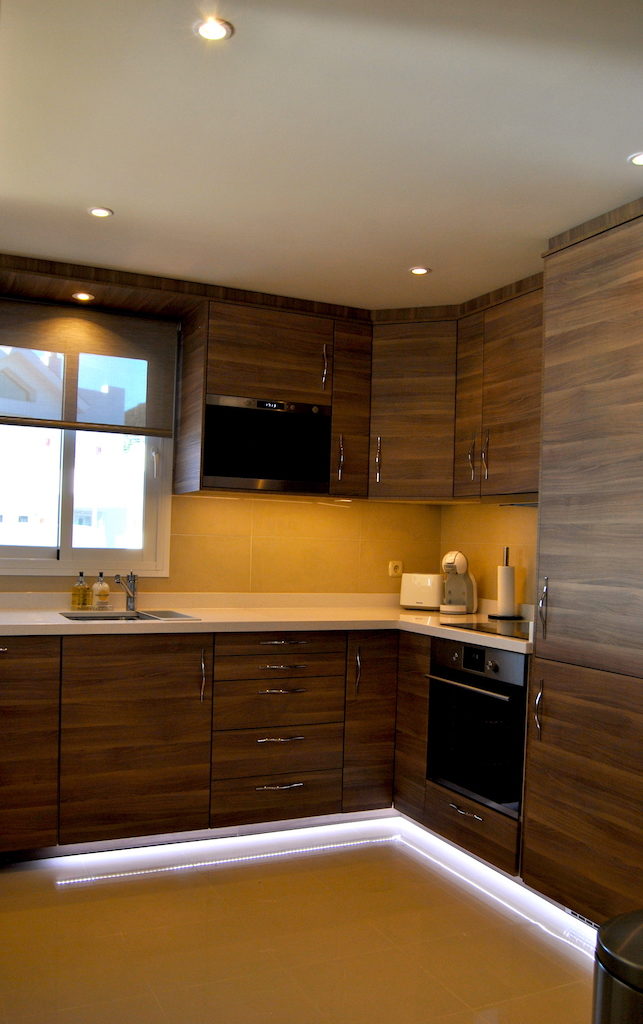 Image shows beautiful kitchen in wood