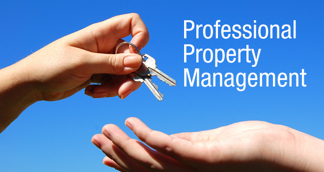 Image shows two pairs of hands one is passing a buch of keys to the other with the words Professional Property Management