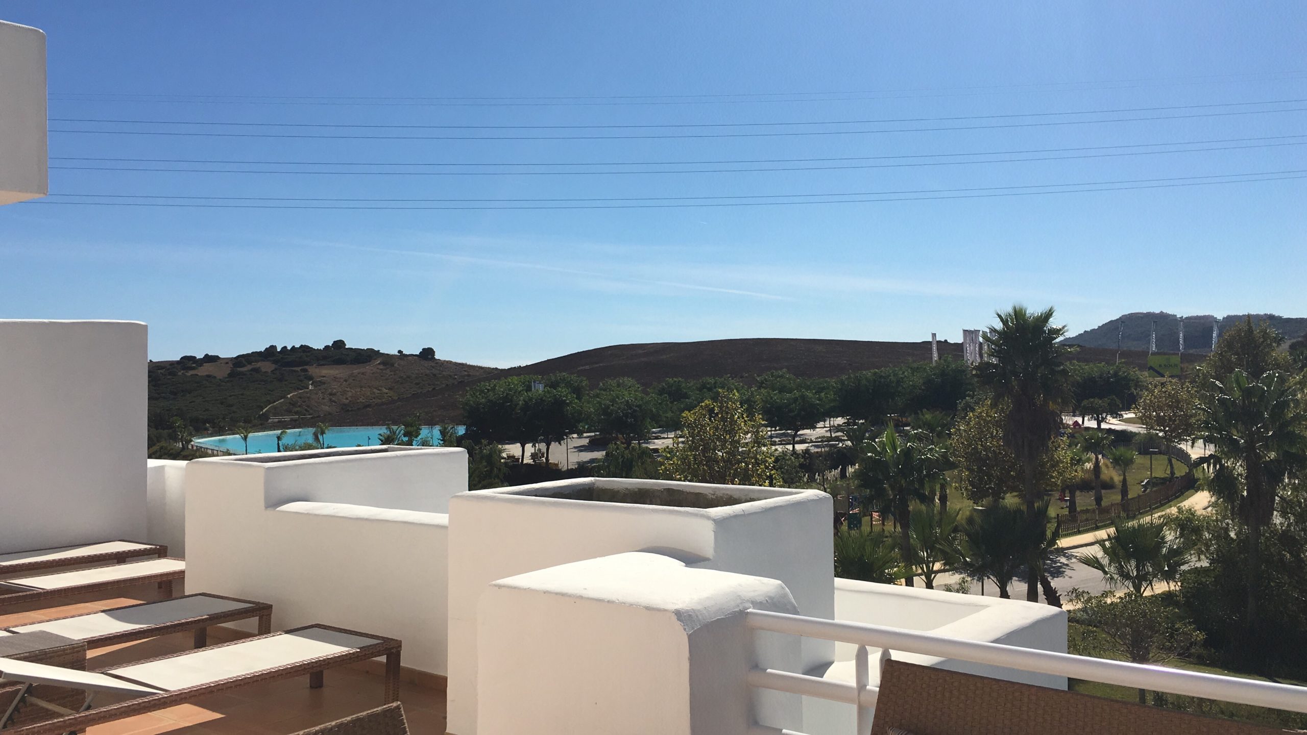 Image shows the view from the terrace of this stylish penthouse in Alcazaba Lagoon